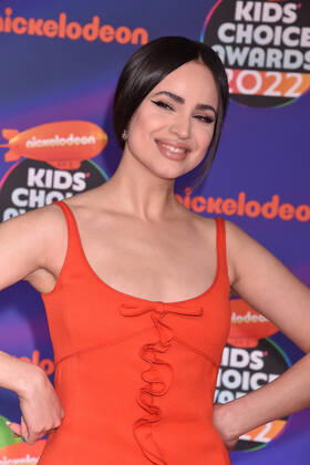 SANTA MONICA, CA - APRIL 9: Sofia Carson at the 2022 Nickelodeon Kids Choice Awards at the Barker Hangar in Santa Monica, California on April 9, 2022. Copyright: xJeffreyxMayer JTMPhotosx
