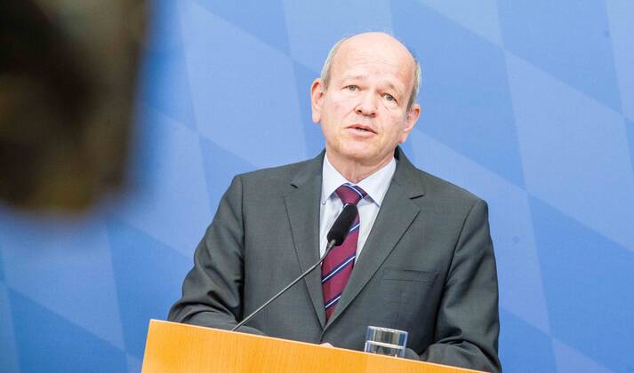 April 11, 2022, Munich, Bavaria, Germany: BURKHARD KOERNER (Burkhard Ko¶rner) Praesident of the Bavarian Verfassungsschutz. The Bavarian Verfassungsschutz (Secret Service, Office for the Protection of the Constitution) released the 2021 report detailing threats to the state of Bavaria and the country. Over the past years, conspiracy theorists, new age and wellness extremists, right-extremists, and various enemies of democracy have taken a leading role against the German state and society, with imagery such as the August 2020 storming of the Reichstag and May 2020 3,000 Corona rebels demonstrating at Marienplatz in Munch associated with it. Numerous participants in that storming come from the Bavarian scene and are radicalizing at increa - ZUMAb160 20220411_zbp_b160_029 Copyright: xSachellexBabbarx