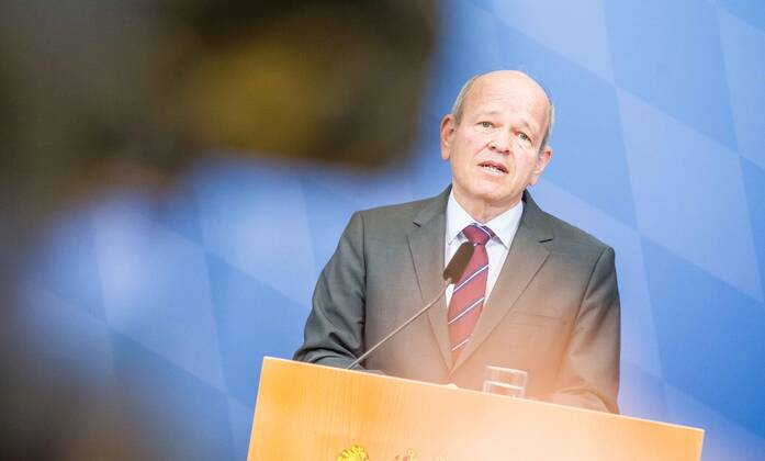 April 11, 2022, Munich, Bavaria, Germany: BURKHARD KOERNER (Burkhard Ko¶rner) Praesident of the Bavarian Verfassungsschutz. The Bavarian Verfassungsschutz (Secret Service, Office for the Protection of the Constitution) released the 2021 report detailing threats to the state of Bavaria and the country. Over the past years, conspiracy theorists, new age and wellness extremists, right-extremists, and various enemies of democracy have taken a leading role against the German state and society, with imagery such as the August 2020 storming of the Reichstag and May 2020 3,000 Corona rebels demonstrating at Marienplatz in Munch associated with it. Numerous participants in that storming come from the Bavarian scene and are radicalizing at increa - ZUMAb160 20220411_zbp_b160_031 Copyright: xSachellexBabbarx