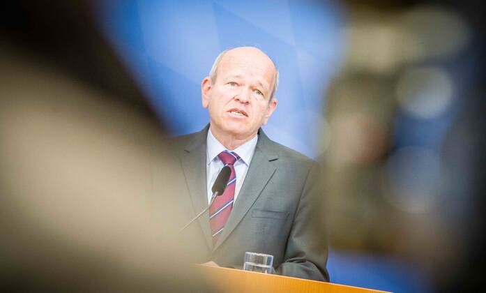 April 11, 2022, Munich, Bavaria, Germany: BURKHARD KOERNER (Burkhard Ko¶rner) Praesident of the Bavarian Verfassungsschutz. The Bavarian Verfassungsschutz (Secret Service, Office for the Protection of the Constitution) released the 2021 report detailing threats to the state of Bavaria and the country. Over the past years, conspiracy theorists, new age and wellness extremists, right-extremists, and various enemies of democracy have taken a leading role against the German state and society, with imagery such as the August 2020 storming of the Reichstag and May 2020 3,000 Corona rebels demonstrating at Marienplatz in Munch associated with it. Numerous participants in that storming come from the Bavarian scene and are radicalizing at increa - ZUMAb160 20220411_zbp_b160_033 Copyright: xSachellexBabbarx