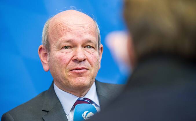 April 11, 2022, Munich, Bavaria, Germany: BURKHARD KOERNER (Burkhard Ko¶rner) Praesident of the Bavarian Verfassungsschutz. The Bavarian Verfassungsschutz (Secret Service, Office for the Protection of the Constitution) released the 2021 report detailing threats to the state of Bavaria and the country. Over the past years, conspiracy theorists, new age and wellness extremists, right-extremists, and various enemies of democracy have taken a leading role against the German state and society, with imagery such as the August 2020 storming of the Reichstag and May 2020 3,000 Corona rebels demonstrating at Marienplatz in Munch associated with it. Numerous participants in that storming come from the Bavarian scene and are radicalizing at increa - ZUMAb160 20220411_zbp_b160_039 Copyright: xSachellexBabbarx