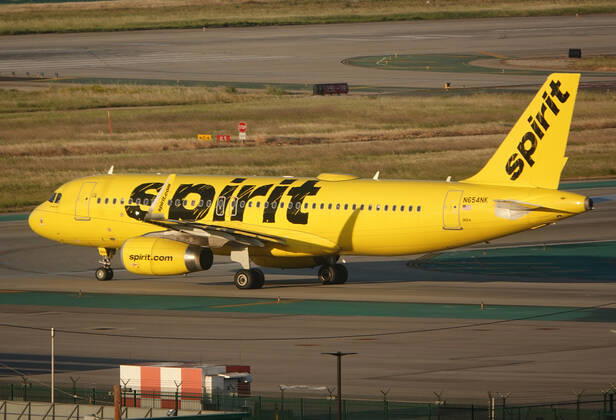 April 13, 2022, Los Angeles, California, USA: A Spirit Airlines Airbus A320 taxis at Los Angeles International Airport, known as LAX. Los Angeles USA - ZUMA 20220413_mda_a97_184 Copyright: xK.C.xAlfredx