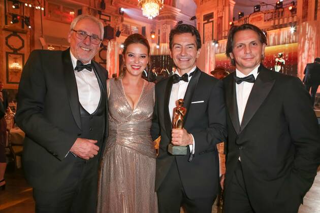 23.04.2022, Wiener Hofburg, ROMY - Film- u. TV-Preis, Gala-Verleihung des Fernseh-Preises von ORF u. KURIER im Bild: Pius Strobl, Christine Reiler, Roland Weißmann, Oliver Böhm, ROMY - Film- u. TV-Preis