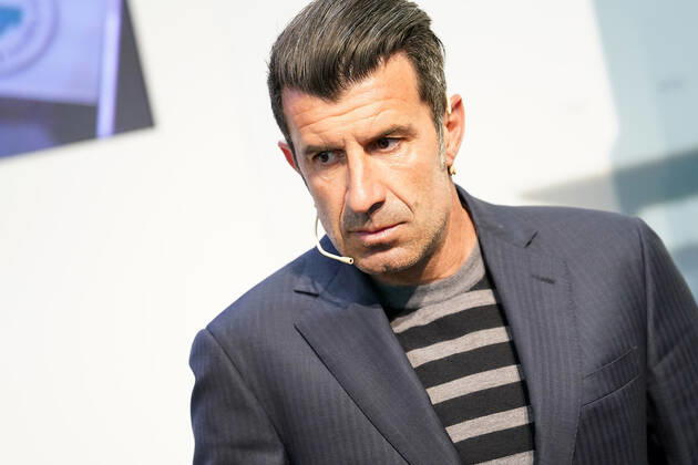 Portuguese football legend Luis Figo performs a show-cooking by Epigen Healthy Bite during the Salon Gourmets 2022. April 26, 2022. (2022042611)
