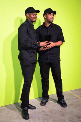 International Woolmark Prize 2022 London, UK. Mmuso Potsane and Maxwell Boko of MmusoMaxwell, at the Photocall at the International Woolmark Prize 2022 FINAL in London on 26th April 2022. LMK405-S260422LSAN-001 