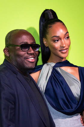 International Woolmark Prize 2022 London, UK. Jourdan Dunn and Editor-In-Chief of British Vogue Edward Enninful at the Photocall at the International Woolmark Prize 2022 FINAL in London on 26th April 2022. LMK405-S260422LSAN-001 