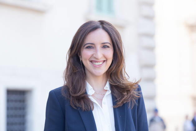 Italy: Nominees for David di Donatello 2022 Awards in Rome Italian actress Anna Ferraioli Ravel in front of entrance to Quirinal Palace in Rome for presentation ceremony of nominations for David di Donatello 2022 awards Rome Italy Copyright: MatteoxNardone