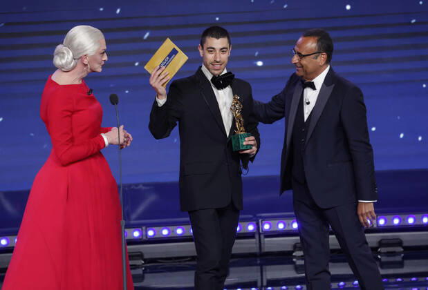 Verleihung des David di Donatello-Preises 2022 in Rom - Die Preisträger May 3, 2022, ROME, Italia: Italian actor Eduardo Scarpetta at Cinecitta studios receives award for Best Supporting Actor for his role in Qui rido io during the 67th edition of the David di Donatello Awards, in Rome, Italy, 3 May 2022. ANSA GIUSEPPE LAMI ROME Italia - ZUMAa110 20220503_zaf_a110_002 Copyright: xGiuseppexLamix