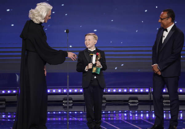 Verleihung des David di Donatello-Preises 2022 in Rom - Die Preisträger May 3, 2022, ROME, Italia: British actor Jude Hill at Cinecitta studios receives award for Best Foreign Film for Belfast during the 67th edition of the David di Donatello Awards, in Rome, Italy, 3 May 2022. ANSA GIUSEPPE LAMI ROME Italia - ZUMAa110 20220503_zaf_a110_014 Copyright: xGiuseppexLamix