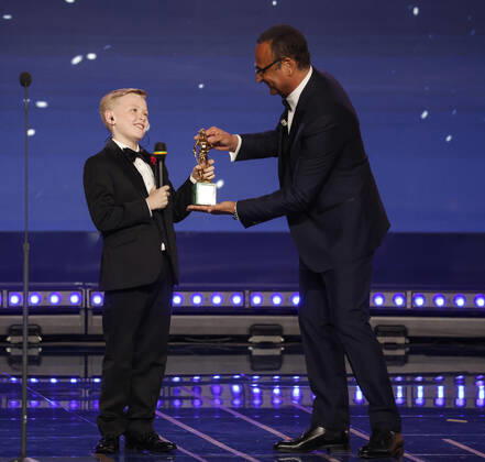 Verleihung des David di Donatello-Preises 2022 in Rom - Die Preisträger May 3, 2022, ROME, Italia: British actor Jude Hill at Cinecitta studios receives award for Best Foreign Film for Belfast during the 67th edition of the David di Donatello Awards, in Rome, Italy, 3 May 2022. ANSA GIUSEPPE LAMI ROME Italia - ZUMAa110 20220503_zaf_a110_015 Copyright: xGiuseppexLamix