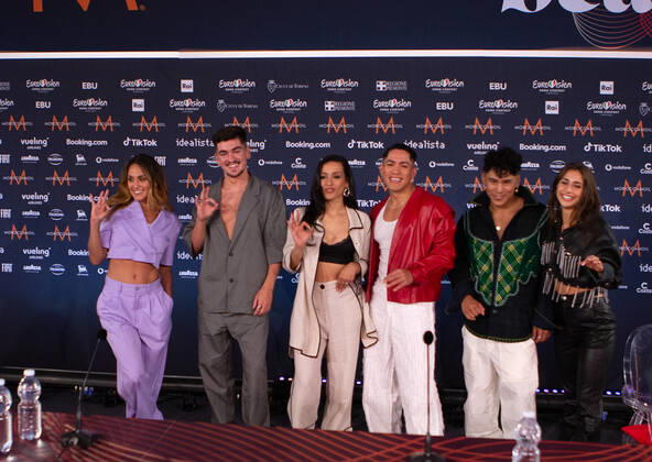 Eurovision Song Contest 2022 Chanel (SloMo) Spain during the Eurovision Song Contest 2022, artists press conference, on 05 May 2022, at Pala Alpitour in Turin, Italy. Turin Italy  Copyright: xNderimxKacelix originalFilename: livemedia-eurovisi220505_npL57.jpg