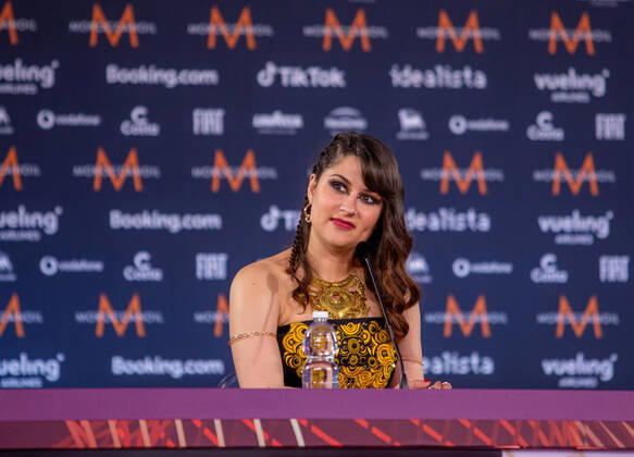 Eurovision Song Contest 2022 Sterenn Diridollou of AHEZ band Alvan &amp; Ahez (Fulenn) France during the Eurovision Song Contest 2022, artists press conference, on 05 May 2022, at Pala Alpitour in Turin, Italy. Turin Italy  Copyright: xNderimxKacelix originalFilename: livemedia-eurovisi220505_npoXJ.jpg