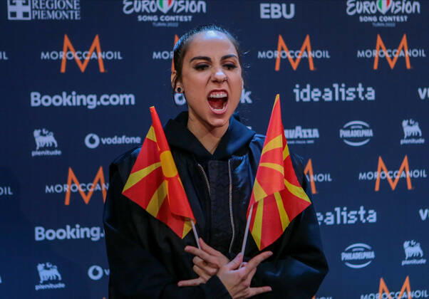 Andrea (Circles) North Macedonia during the Eurovision Song Contest 2022, artists press conference, on 05 May 2022, at Pala Alpitour in Turin, Italy. Photo Nderim KACELI