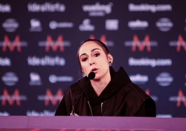 Andrea (Circles) North Macedonia during the Eurovision Song Contest 2022, artists press conference, on 05 May 2022, at Pala Alpitour in Turin, Italy. Photo Nderim KACELI