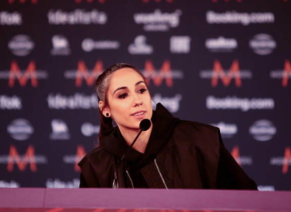 Andrea (Circles) North Macedonia during the Eurovision Song Contest 2022, artists press conference, on 05 May 2022, at Pala Alpitour in Turin, Italy. Photo Nderim KACELI