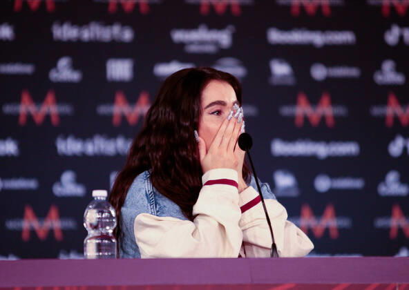 Brooke (That s rich) Ireland during the Eurovision Song Contest 2022, artists press conference, on 05 May 2022, at Pala Alpitour in Turin, Italy. Photo Nderim KACELI