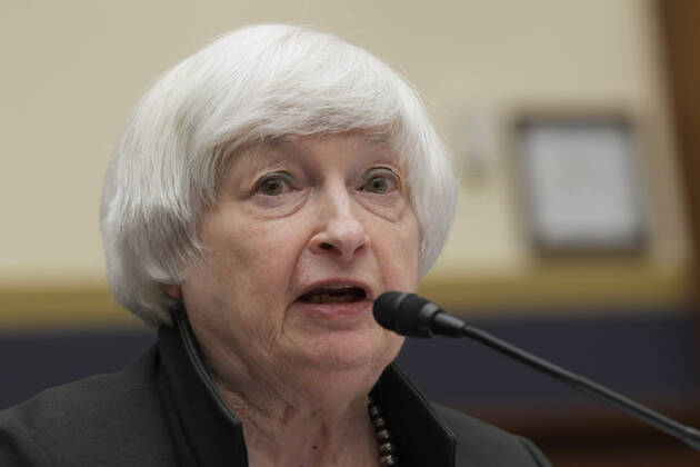 May 12, 2022, Washington, DC, United States: Secretary of the Treasury Janet Yellen testifies before the House Financial Services Full Committee during a hearing about The Annual Report of the Financial Stability Oversight Council at Rayburn HOB Capitol Hill in Washington DC, USA. Washington United States - ZUMAs197 20220512_zaa_s197_162 Copyright: xLeninxNollyx