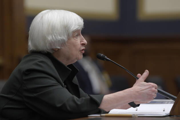 May 12, 2022, Washington, DC, United States: Secretary of the Treasury Janet Yellen testifies before the House Financial Services Full Committee during a hearing about The Annual Report of the Financial Stability Oversight Council at Rayburn HOB Capitol Hill in Washington DC, USA. Washington United States - ZUMAs197 20220512_zaa_s197_154 Copyright: xLeninxNollyx
