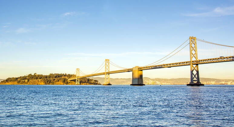 Suspension Oakland Bay Bridge in San Francisco to Yerba Buena Island with downtown , 24315490.jpg, america, architecture, area, background, bay, beautiful, beauty, blue, bridge, california, city, cityscape, construction, dark, dusk, evening, francisco, fransisco, gate, golden, illuminated, island, landmark, landscape, light, new, night, oakland, ocean, reflection, san, sea, silhouette, sky, skyline, sunset, suspension, tourism, tower, traffic, transportation, travel, twilight, urban, usa, vacation, view, water, white,
