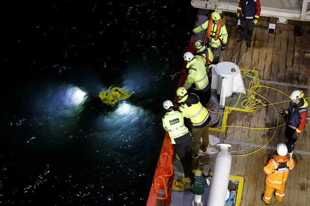 A new survey of M S Estonia on board VOS Sweet in the Baltic Sea on June 09, 2022 Using a ROV remotely operated vehicle , a photogrammetric survey is being carried out 852 people died when MS Estonia sank on September 28, 19  Copyright: xStefanxJerrevang TTx ESTONIA INVESTIGATION