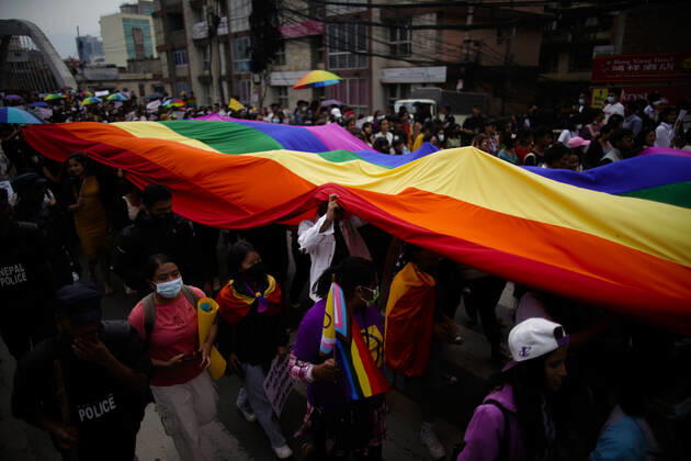 June 11, 2022, Kathmandu, Nepal: Hundreds of people from the LGBTIQ community participate in Nepalâ€⠢s pride parade month to celebrate their identities in Kathmandu, Nepal on Saturday, June 11, 2022. Kathmandu Nepal - ZUMAg200 20220611_zap_g200_011 Copyright: xSkandaxGautamx