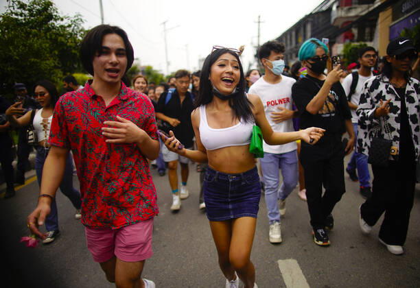 June 11, 2022, Kathmandu, Nepal: Hundreds of people from the LGBTIQ community participate in Nepalâ€⠢s pride parade month to celebrate their identities in Kathmandu, Nepal on Saturday, June 11, 2022. Kathmandu Nepal - ZUMAg200 20220611_zap_g200_008 Copyright: xSkandaxGautamx