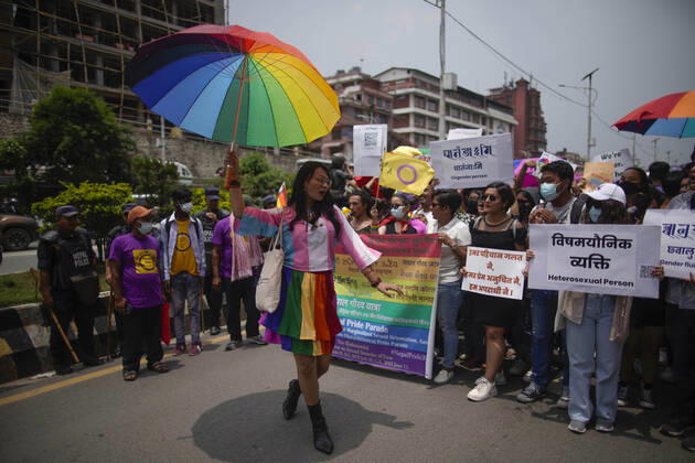 June 11, 2022, Kathmandu, Nepal: Hundreds of people from the LGBTIQ community participate in Nepalâ€⠢s pride parade month to celebrate their identities in Kathmandu, Nepal on Saturday, June 11, 2022. Kathmandu Nepal - ZUMAg200 20220611_zap_g200_003 Copyright: xSkandaxGautamx