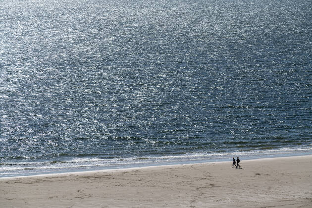 Spaziergänger am Strand bei Zoutelande Provinz Zeeland, Halbinsel Walcheren, Niederlande, Strand Zeeland