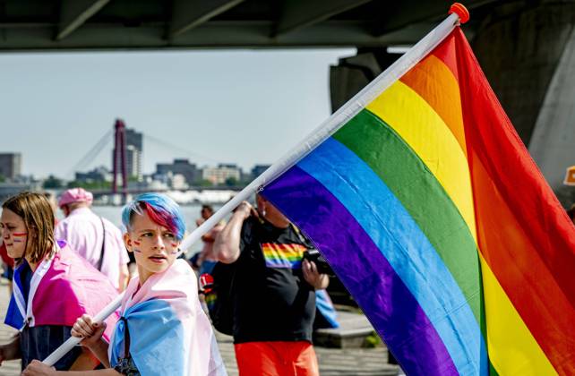 2022-06-18 11:20:29 ROTTERDAM - The Pride March traditionally moves through the city during Pink Saturday. This year s event will be held in Rotterdam with a march, information market and performances that reflect on the emancipation of the LGBTQ+ community. ANP ROBIN UTRECHT netherlands out - belgium out
