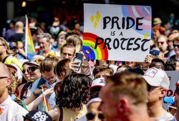 2022-06-18 11:39:50 ROTTERDAM - The Pride March traditionally moves through the city during Pink Saturday. This year s event will be held in Rotterdam with a march, information market and performances that reflect on the emancipation of the LGBTQ+ community. ANP ROBIN UTRECHT netherlands out - belgium out