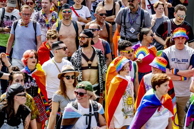 2022-06-18 12:15:34 ROTTERDAM - The Pride March traditionally moves through the city during Pink Saturday. This year s event will be held in Rotterdam with a march, information market and performances that reflect on the emancipation of the LGBTQ+ community. ANP ROBIN UTRECHT netherlands out - belgium out