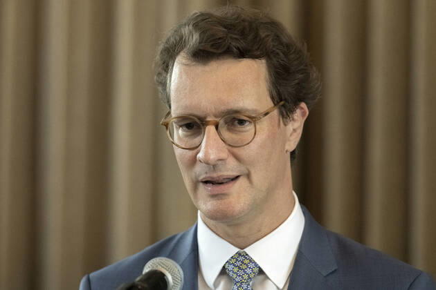 Koalitionsvertrag zwischen der CDU und Bündnis 90 Die Grünen in Düsseldorf am 27. Juni 2022. NRW-Ministerpräsident Hendrik Wüst im Saal des Künstlervereins Malkasten im Vorfeld der Unterzeichnung des Koalitionsvertrages während seiner Ansprache. Düsseldorf Nordrhein-Westfalen Deutschland Nur redaktioneller Gebrauch Copyright: Bonnfilm Klaus W Schmidt und Sepp Spiegl