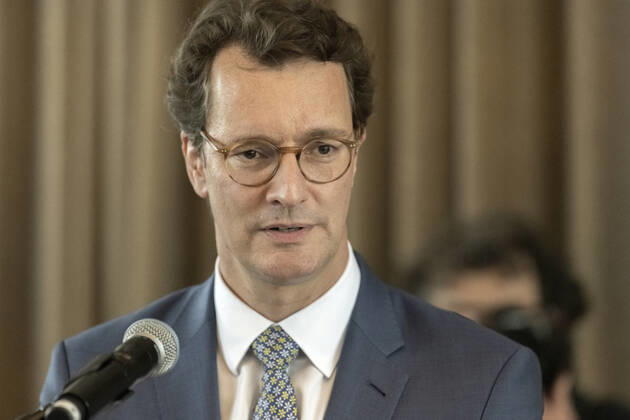 Koalitionsvertrag zwischen der CDU und Bündnis 90 Die Grünen in Düsseldorf am 27. Juni 2022. NRW-Ministerpräsident Hendrik Wüst im Saal des Künstlervereins Malkasten im Vorfeld der Unterzeichnung des Koalitionsvertrages während seiner Ansprache. Düsseldorf Nordrhein-Westfalen Deutschland Nur redaktioneller Gebrauch Copyright: Bonnfilm Klaus W Schmidt und Sepp Spiegl