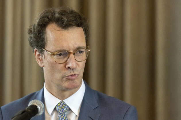 Koalitionsvertrag zwischen der CDU und Bündnis 90 Die Grünen in Düsseldorf am 27. Juni 2022. NRW-Ministerpräsident Hendrik Wüst im Saal des Künstlervereins Malkasten im Vorfeld der Unterzeichnung des Koalitionsvertrages während seiner Ansprache. Düsseldorf Nordrhein-Westfalen Deutschland Nur redaktioneller Gebrauch Copyright: Bonnfilm Klaus W Schmidt und Sepp Spiegl