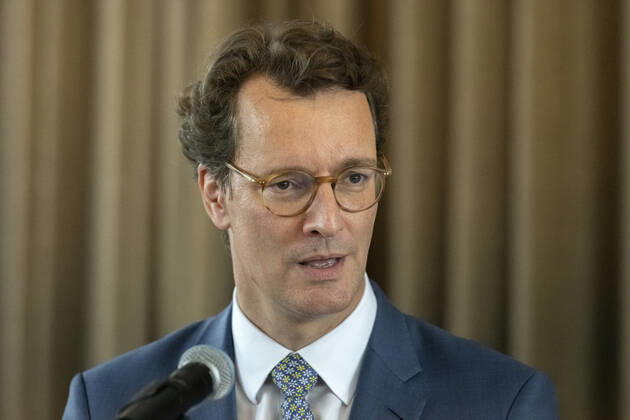 Koalitionsvertrag zwischen der CDU und Bündnis 90 Die Grünen in Düsseldorf am 27. Juni 2022. NRW-Ministerpräsident Hendrik Wüst im Saal des Künstlervereins Malkasten im Vorfeld der Unterzeichnung des Koalitionsvertrages während seiner Ansprache. Düsseldorf Nordrhein-Westfalen Deutschland Nur redaktioneller Gebrauch Copyright: Bonnfilm Klaus W Schmidt und Sepp Spiegl