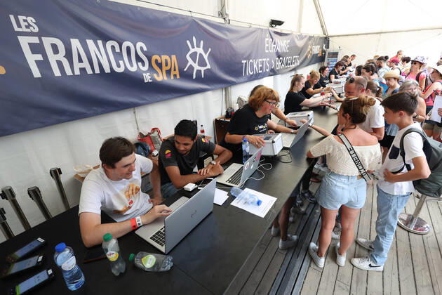 Illustration picture shows the ticketing desk, on the first day of the Francofolies de Spa festival in Spa, Wednesday 20 July 2022. This year s edition of the festival is taking place from 20 to 23 July.  VIRGINIExLEFOUR 37666022