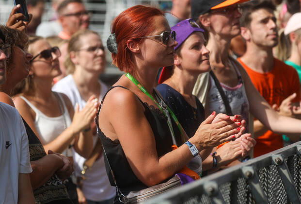 Illustration picture shows festival goers during the first day of the Francofolies de Spa festival in Spa, Wednesday 20 July 2022. This year s edition of the festival is taking place from 20 to 23 July.  VIRGINIExLEFOUR 37666116