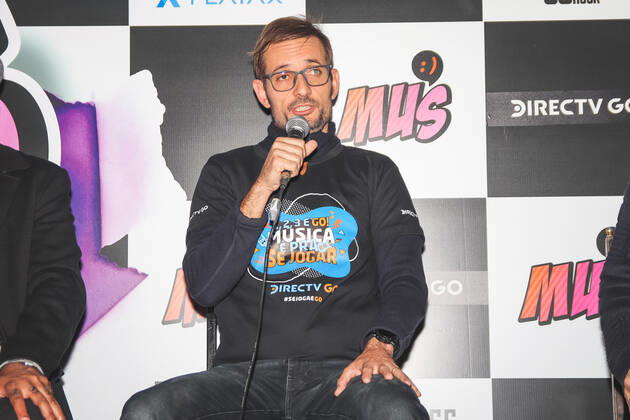 SÃO PAULO, SP - 10.08.2022: COLETIVA E PREVIEW DO PREMIO MUS - Press conference for the launch of the MUS Award at Audio in São Paulo on Wednesday night (10). The award seeks to promote, amplify and support new and old talents in Brazilian music. In the photo, R.phael Denadai representative of DirectTV sponsoring the event x2247720x  YurixMurakami
