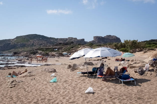 Tourism In Greece - Falassarna Beach In Crete Island People are enjoy their time at Falassarna beach near Chania, Crete Island, Greece on August 14, 2022. Falassarna is located 59 kilometers west of Chania. Today is one of the most famous destinations in Crete, for its beaches and for reasons of ecological interest. Falassarna Greece Copyright: xNikolasxKokovlisx originalFilename: kokovlis-notitle220814_npEvj
