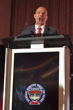 LAS VEGAS, NV - AUGUST 27: Jose Luis Castillo speaking at the Induction Ceremony & Dinner for the Nevada Boxing Hall Of Fame at Resorts World Las Vegas in Las Vegas,Nevada, on August 27, 2022. Copyright: xDeeCeexCarterx