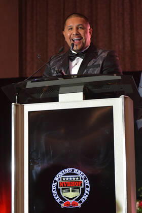 LAS VEGAS, NV - AUGUST 27: Jose Vargas speaking at the Induction Ceremony & Dinner for the Nevada Boxing Hall Of Fame at Resorts World Las Vegas in Las Vegas,Nevada, on August 27, 2022. Copyright: xDeeCeexCarterx