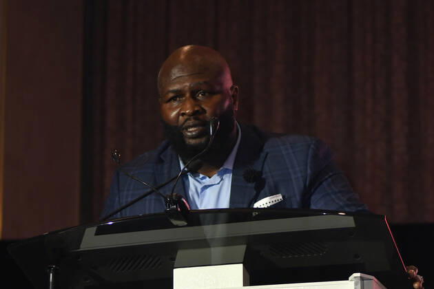 LAS VEGAS, NV - AUGUST 27: James Toney speaking at the Induction Ceremony & Dinner for the 2022 Nevada Boxing Hall Of Fame at Resorts World Las Vegas in Las Vegas,Nevada, on August 27, 2022. Copyright: xDeeCeexCarterx