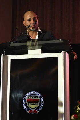 LAS VEGAS, NV - AUGUST 27: Miguel Cotto speaking at the Induction Ceremony & Dinner for the 2022 Nevada Boxing Hall Of Fame at Resorts World Las Vegas in Las Vegas,Nevada, on August 27, 2022. Copyright: xDeeCeexCarterx