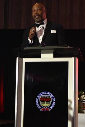 LAS VEGAS, NV - AUGUST 27: Ray Mercer speaking at the Induction Ceremony & Dinner for the 2022 Nevada Boxing Hall Of Fame at Resorts World Las Vegas in Las Vegas,Nevada, on August 27, 2022. Copyright: xDeeCeexCarterx