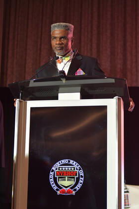 LAS VEGAS, NV - AUGUST 27: Julian Jackson speaking at the Induction Ceremony & Dinner for the 2022 Nevada Boxing Hall Of Fame at Resorts World Las Vegas in Las Vegas,Nevada, on August 27, 2022. Copyright: xDeeCeexCarterx