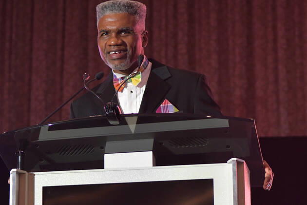 LAS VEGAS, NV - AUGUST 27: Julian Jackson speaking at the Induction Ceremony & Dinner for the 2022 Nevada Boxing Hall Of Fame at Resorts World Las Vegas in Las Vegas,Nevada, on August 27, 2022. Copyright: xDeeCeexCarterx