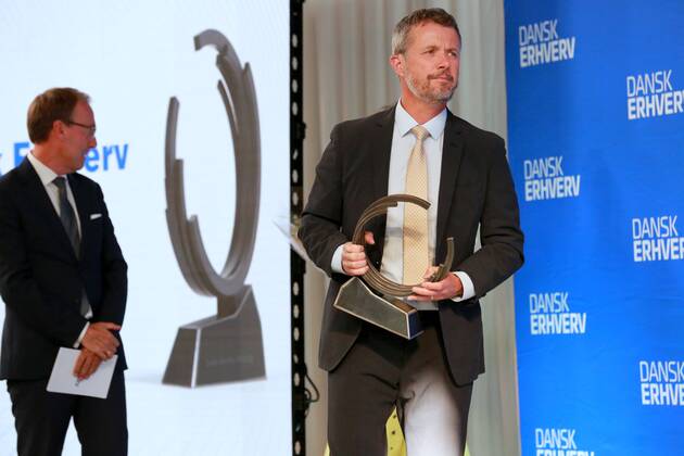 01-09-2022 Copenhagen Prince Frederik presides over the presentation of the Danish Business Award in connection with the Danish business anniversary in the Oksnehallen. The Dansk Erhverv prize is awarded to one or more companies that alone or jointly have demonstrated green action and thus support the green transition. The prize includes DKK 100,000. Winner 2022. VESTA Â Copyright: xPPEx