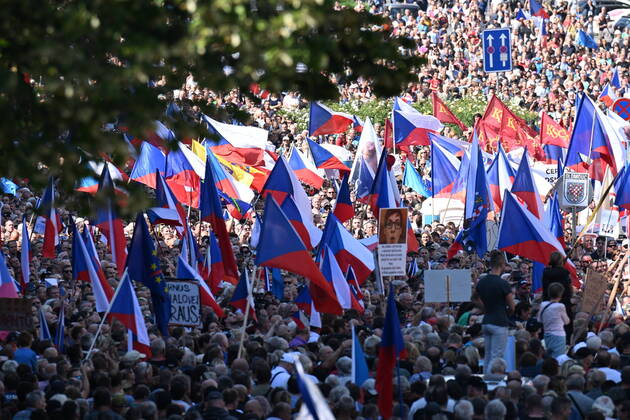 News Themen der Woche KW35 News Bilder des Tages Demonstration entitled Czech Republic in the first place to protest against current leadership of Czechia was held on September 3, 2022, on the Wenceslas Square in Prague, Czech Republic. (CTKxPhoto MichalxKamaryt) CTKPhotoP2022090303921 