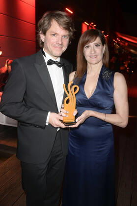 Elisabeth Degen und Steffen Schroeder bei der Verleihung des Deutschen Schauspielpreises 2022 im Restaurant Spindler & Klatt. Berlin, 09.09.2022