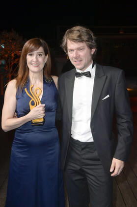 Elisabeth Degen und Steffen Schroeder bei der Verleihung des Deutschen Schauspielpreises 2022 im Restaurant Spindler & Klatt. Berlin, 09.09.2022